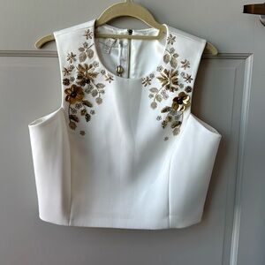 Ted Baker London cropped top with gold beading embellishments, size 4